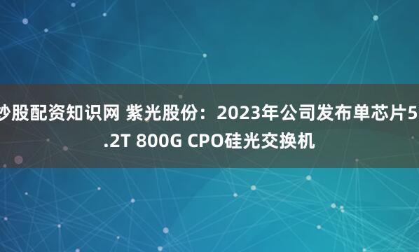 炒股配资知识网 紫光股份：2023年公司发布单芯片51.2T 800G CPO硅光交换机